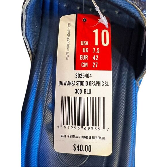 Under Armour woman’s 10 Ansa Studio blue galaxy Graphic Slides new - Picture 4 of 5